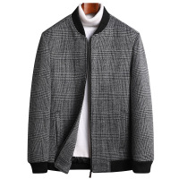 秋冬羊毛呢夹克男士加棉加厚棒球领中青年羊毛妮子茄克衫大码男装
