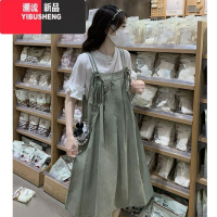 YIBUSHENG吊带连衣裙女背带裙小个子学生两件套装洋气减龄学院风甜美季醋