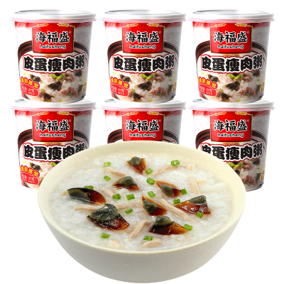 海福盛营养早餐粥皮蛋瘦肉粥方便速食粥FD冻干粥冲泡食品37g*6杯整箱装