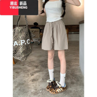 YIBUSHENG纯色甜美舒适休闲裤女季2024新款松紧腰抽绳阔腿裤百搭山本短裤