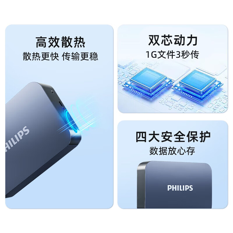 飞利浦(PHILIPS)8TB 移动硬盘 USB3.2 高速大容量31PD系列 3.5英寸 电脑机械硬盘 兼容Mac外接