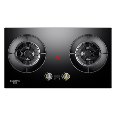 创维(Skyworth)灶具燃气灶双灶 双九孔5.2kW聚能定时猛火爆炒 家用台式嵌入式钢玻面板 Z213B天然气