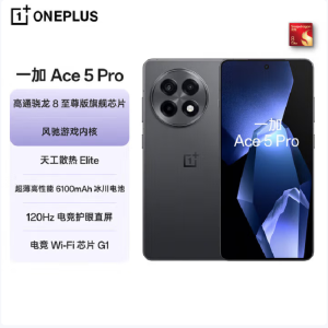 一加 Ace5 Pro 潜航黑 12GB+256GB 骁龙8至尊 5G芯 100W闪充 6100mAh冰川电池 全网5G手机