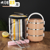 三维工匠多层保温饭盒带盖不锈钢成人便当2格学生3分隔上班族便携手提餐盒 北欧粉3层[送餐具]+保温袋