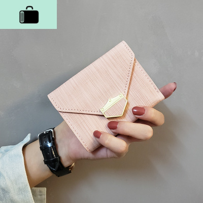 ins新款简约日韩女学生女士纯色短款信封布艺金扣可爱小钱包卡包NEW LAKE