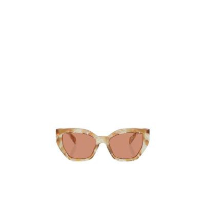 普拉达(PRADA)几何框太阳镜女潮牌标志装饰醋酸纤维镜腿时尚百搭 裸色