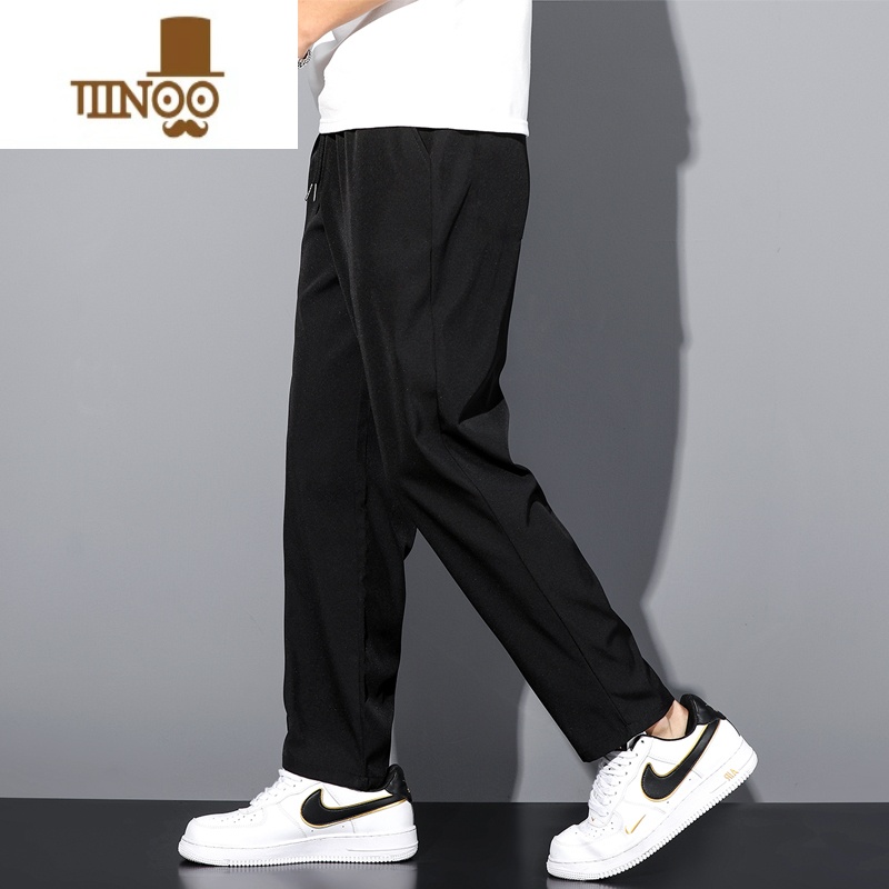 YANXU锦纶冰丝裤子男休闲裤宽松直筒九分裤卫裤男士运动长裤夏季薄西裤