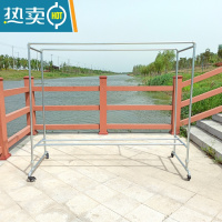 敬平镀锌钢管晾衣架双杆式户外落地晾室外防风阳台可移动室内挂衣架 长1.8高1.8宽0.6加轮子