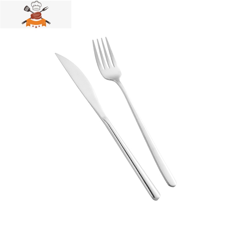 西餐刀叉盘子套装 304不锈钢牛排刀叉勺家用三件套西餐餐具刀叉 敬平 银色 刀叉