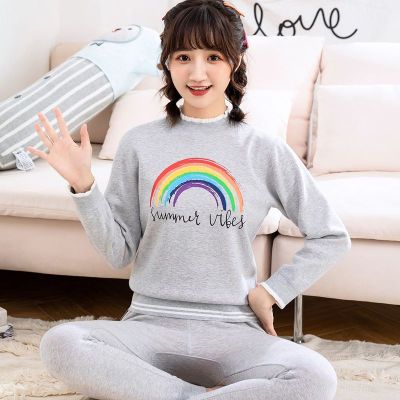 青少年保暖内衣女大童加厚加绒套装少女高中初中学生秋衣秋裤冬季诺妮梦