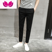 七斓春季九分裤男修身小脚裤黑色休闲长裤男西装裤韩版潮流男士休闲裤