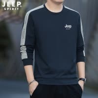 吉普JEEP卫衣男秋冬套头衫男士纯色长袖圆领T恤运动时尚大码装