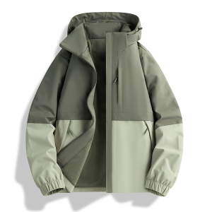 渔人船长时尚春季山系户外风衣情侣款运动外套防风透气单层薄款夹克冲锋衣 男浅军绿 L