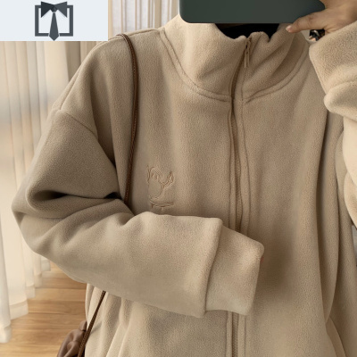 SUNTEK木品20冬/巨暖小火炉加厚奥利绒高领拉链卫衣开衫女保暖绒衫外套卫衣