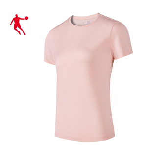 乔丹针织短袖T恤衫 短袖T恤衫 夏季新款针织短袖T恤衫男款短袖T恤KHS22221354(件)(薄纱粉 2XL码)