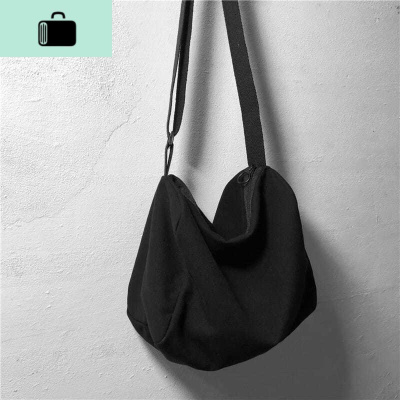 ins风暗黑系日韩版简约百搭纯色单肩帆布斜跨包学生书包男女潮流NEWLAKE女手包