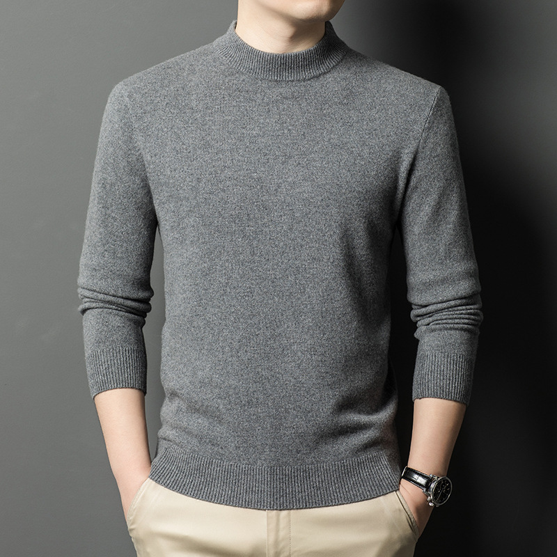 男式羊毛衫羊毛新款秋冬加厚款男士中领羊毛内搭时尚毛衣
