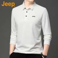 JEEP吉普高端长袖polo衫男士秋季新款宽松休闲打底衫商务翻领T恤