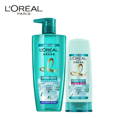 巴黎欧莱雅洗发水女控油去屑正品透明质酸洗发露无硅油洗头膏洗发水润发乳套装700ml＋400ml