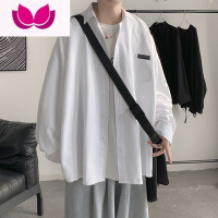 七斓潮牌痞帅长袖衬衫男士港风日系休闲夏季宽松ins衬衣上衣外套
