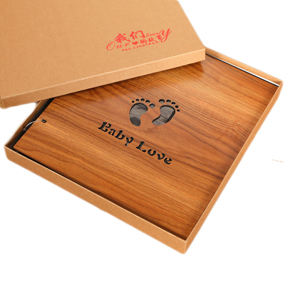 插页式相册薄木质DIY手工影集册仿古结婚纪念册-6+7寸1000张-幸福脚丫