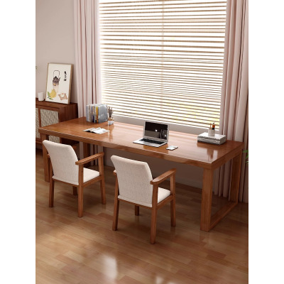 景山百岁 双人书桌学习桌子家用学生实木办公桌现代简约工作台靠窗电脑桌椅