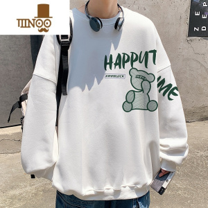 YANXU男卫衣款休闲宽松圆领长袖t恤男秋季穿搭情侣装美式复古衣服