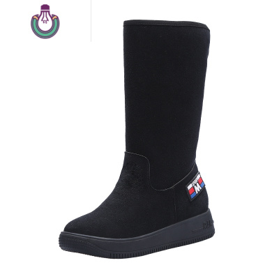 FISHBASKET欧洲站雪地靴女中筒靴平底套筒磨砂皮靴子女加绒加厚防滑大棉鞋女靴子