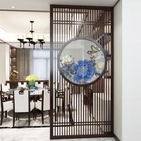 定制中式实木屏风隔断墙客厅入户玄关办公室酒店茶室落地栅栏座屏 240X140胡桃木