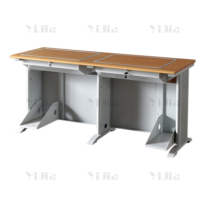 翌嘉 隐藏式翻转电脑桌培训桌教室机房多媒体办公桌C款双人1600*600*750mm