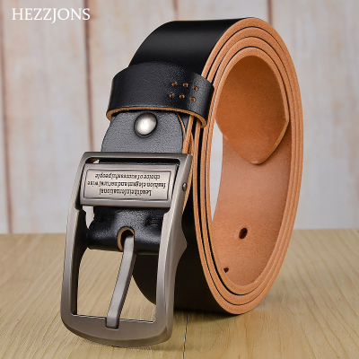 赫泽琼斯HEZZJONS牛皮针扣皮带男纯牛皮复古腰带真皮裤腰带休闲百搭手工牛仔裤腰带