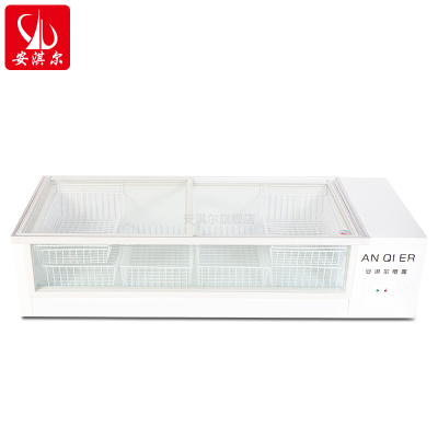 安淇尔台式海鲜柜商用卧式冰柜台面玻璃门冷藏柜不锈钢内胆展示柜夜宵摊烧烤摊展示柜海鲜市场推荐款TD-518台式铜管