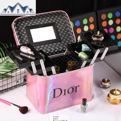 大容量韩国化妆包女多功能层小号网红便携手提化妆品收纳盒简约箱 三维工匠收纳包