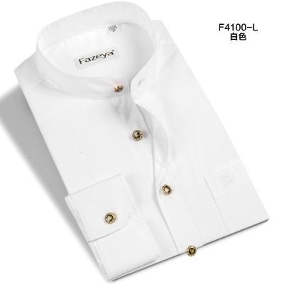 官方正品-恒源祥中华立领衬衫男长袖商务休闲春秋衬衣黑色直筒易烫男装