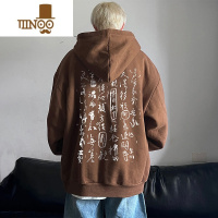 YANXU连帽卫衣男国潮宽松套头上衣美式复古百搭休闲帽衫外套