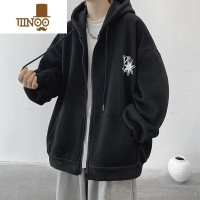 YANXU开衫卫衣男2023新款美式宽松连帽拉链外套青少年上衣潮