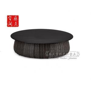 森美人中式户外藤编阳台小茶几样板房定制家具北欧简约边几圆台藤椅软装
