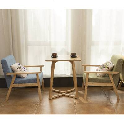 休闲桌椅三件套北欧现代简约卧室阳台迷你小茶几组合客厅实木椅子