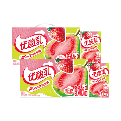 [12月生产]伊利优酸乳芭乐草莓味250ml*24盒*2提果味香甜奶香浓郁乳饮料