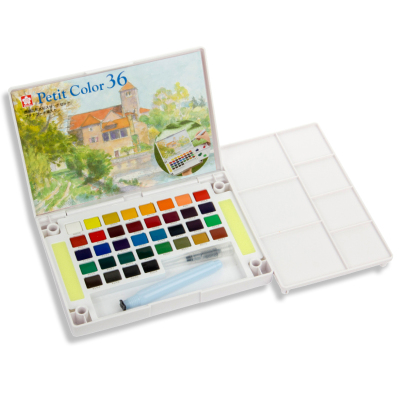 日本SAKURA樱花泰伦斯固体水彩颜料套装水彩画套装分装固体水粉固彩便携透明水彩36色精装