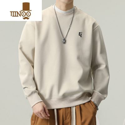 YANXU几冠圆领卫衣男款日系长袖套头外套宽松休闲无帽上衣潮牌