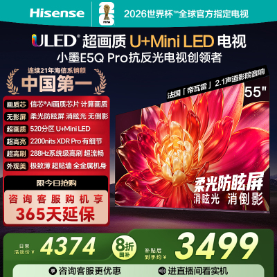 海信小墨E5Q Pro 55英寸超画质U+MiniLED 柔光防眩屏 高刷电视机