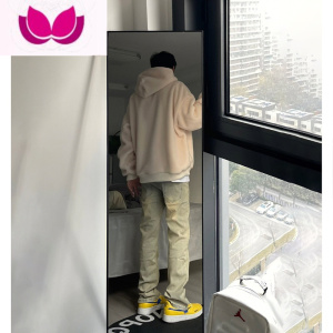 七斓美式复古vibe高街裤子潮牌黄泥修身小脚牛仔裤男款直筒微喇裤