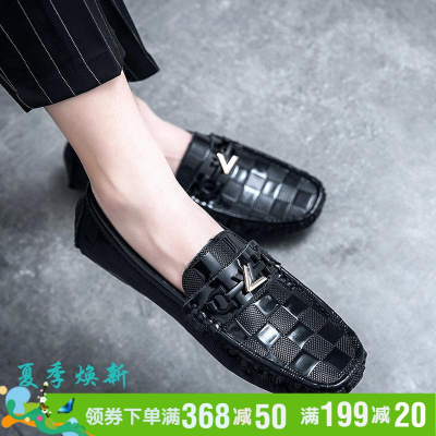 彼特国际轻奢品牌休闲皮鞋男鞋大码2021夏季新款时尚百搭软底驾车鞋男士商务绅士软面豆豆鞋男一脚蹬耐磨懒人鞋轻便工作鞋
