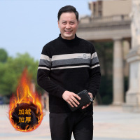 冬季加绒雪貂毛毛衣半高领保暖加绒加厚雪貂针织衫中年爸爸打底衫