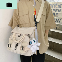 ins个性慵懒风原宿帆布袋多用双肩包少女斜挎书包大学生上课单肩NEW LAKE女士单肩包