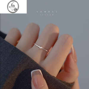 JiMi绳结线条S925银戒指女开口可调日式简约素圈随行指环冷淡风食指戒