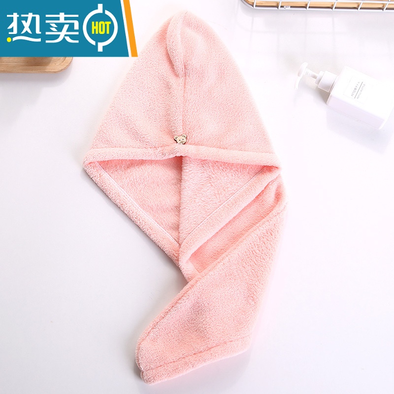 敬平女吸水速干擦头发毛巾洗发包头巾干发巾洗头巾洗澡儿童浴帽 随机色2条装(双层+单厚)