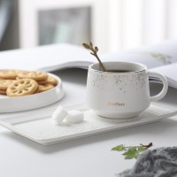 家柏饰(CORATED)欧式小陶瓷咖啡杯碟套装送勺子家用英式下午茶小精致的茶杯子 白色描金满天星(送勺子)+碟子