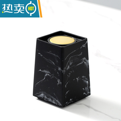 敬平轻奢按压式牙签筒收纳北欧ins家用客厅创意个性简约罐 水墨黑 金色不锈钢内胆